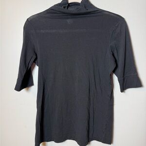VINCE | Black 3/4 Sleeve Mock Neck Top